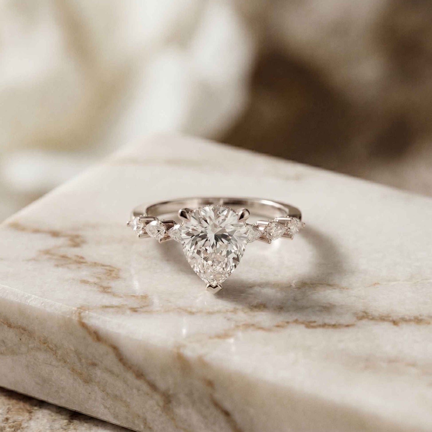 1.95 Ct Pear Cut Moissanite Timeless Vintage Ring White