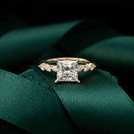 2.10 Ct Princess Cut Moissanite Antique Inspired Ring Gold