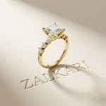 2.10 Ct Princess Cut Moissanite Antique Inspired Ring Gold
