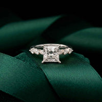 2.10 Ct Princess Cut Moissanite Antique Inspired Ring White
