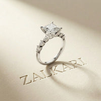 2.10 Ct Princess Cut Moissanite Antique Inspired Ring White