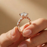 2.30 Ct Round Cut Moissanite Vintage Pear Accent Ring Rose Gold