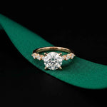 2.30 Ct Round Cut Moissanite Vintage Pear Accent Ring Rose Gold