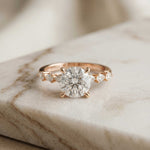2.30 Ct Round Cut Moissanite Vintage Pear Accent Ring Rose Gold