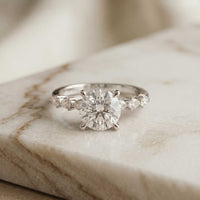 2.30 Ct Round Cut Moissanite Vintage Pear Accent Ring White