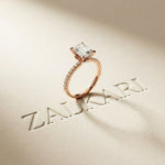 1.70 Ct Emerald Cut Moissanite Pavé Cathedral Ring Rose Gold