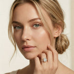 1.70 Ct Emerald Cut Moissanite Pavé Cathedral Ring Rose Gold