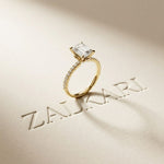1.70 Ct Emerald Cut Moissanite Pavé Cathedral Ring Gold