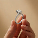 1.70 Ct Emerald Cut Moissanite Pavé Cathedral Ring White