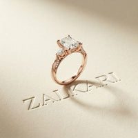 2.50 Ct Emerald Cut Moissanite Milgrain Vintage Ring Rose Gold