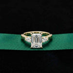 2.50 Ct Emerald Cut Moissanite Milgrain Vintage Ring Gold