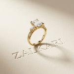 2.50 Ct Emerald Cut Moissanite Milgrain Vintage Ring Gold
