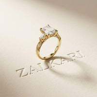 2.50 Ct Emerald Cut Moissanite Milgrain Vintage Ring Gold