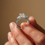 2.50 Ct Emerald Cut Moissanite Milgrain Vintage Ring White