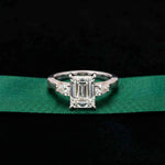 2.50 Ct Emerald Cut Moissanite Milgrain Vintage Ring White