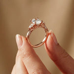 2.15 Ct Oval Cut Moissanite Heirloom Pear Accent Ring Rose Gold