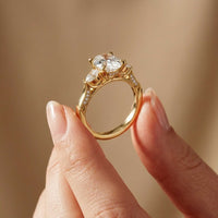 2.15 Ct Oval Cut Moissanite Heirloom Pear Accent Ring Gold
