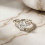 2.15 Ct Oval Cut Moissanite Heirloom Pear Accent Ring White