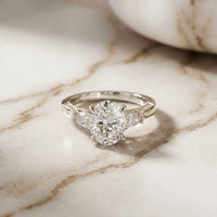 2.15 Ct Oval Cut Moissanite Heirloom Pear Accent Ring White