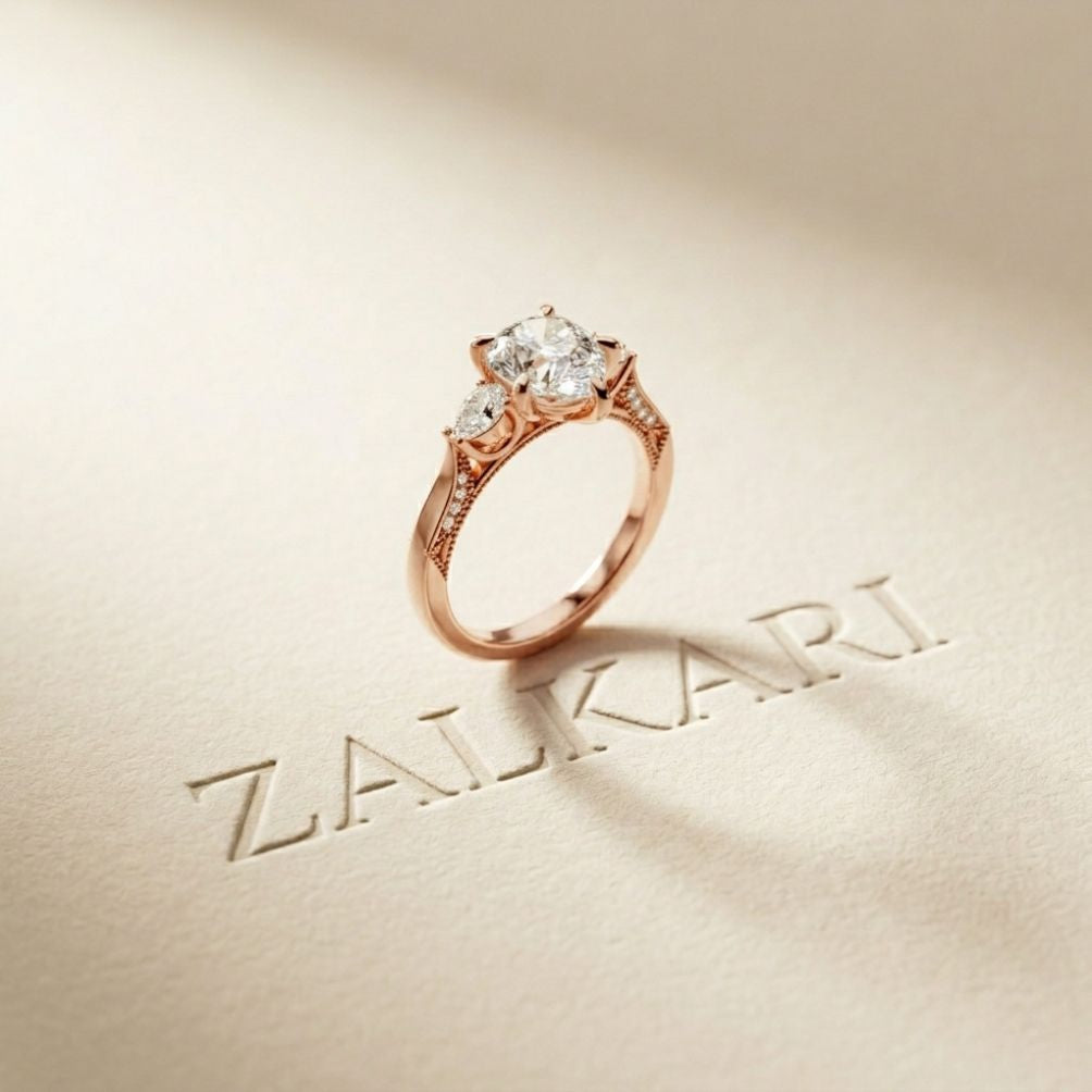 2.00 Ct Pear Cut Moissanite Regal Vintage Ring Rose Gold