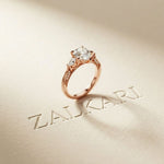2.00 Ct Pear Cut Moissanite Regal Vintage Ring Rose Gold