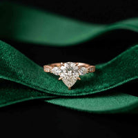 2.00 Ct Pear Cut Moissanite Regal Vintage Ring Rose Gold