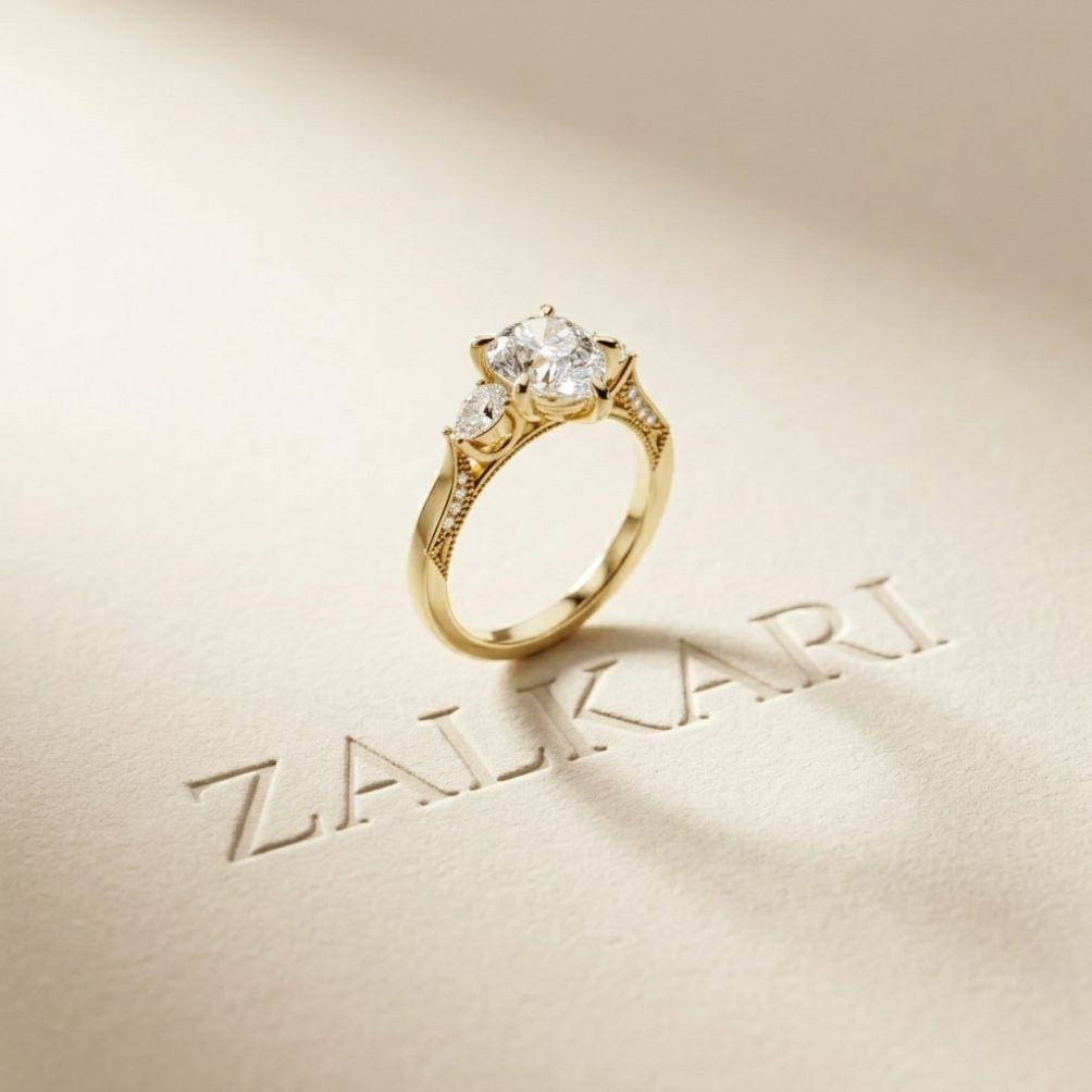 2.00 Ct Pear Cut Moissanite Regal Vintage Ring Gold