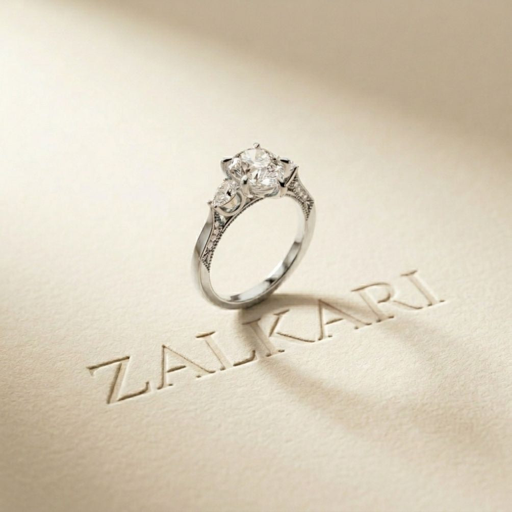 2.00 Ct Pear Cut Moissanite Regal Vintage Ring White
