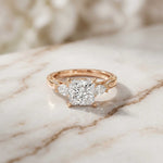 2.15 Ct Princess Cut Moissanite Timeless Vintage Ring Rose Gold