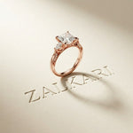 2.15 Ct Princess Cut Moissanite Timeless Vintage Ring Rose Gold