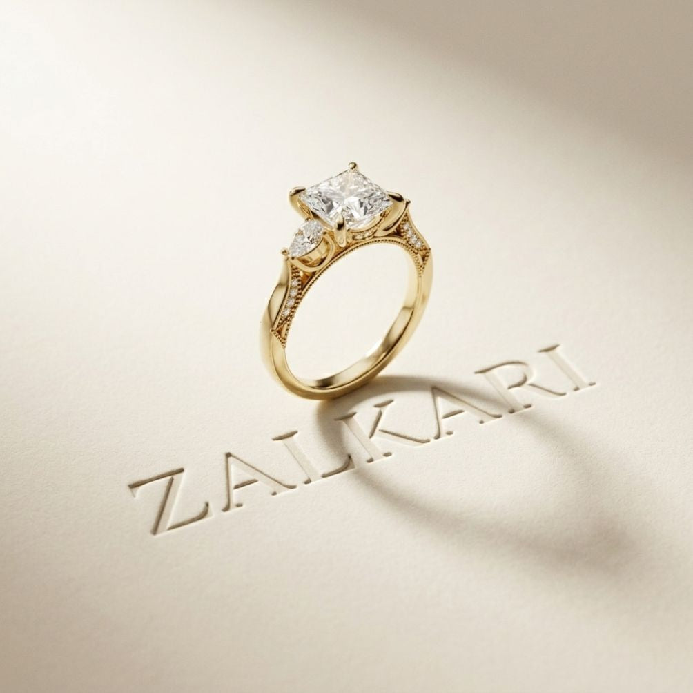 2.15 Ct Princess Cut Moissanite Timeless Vintage Ring Gold