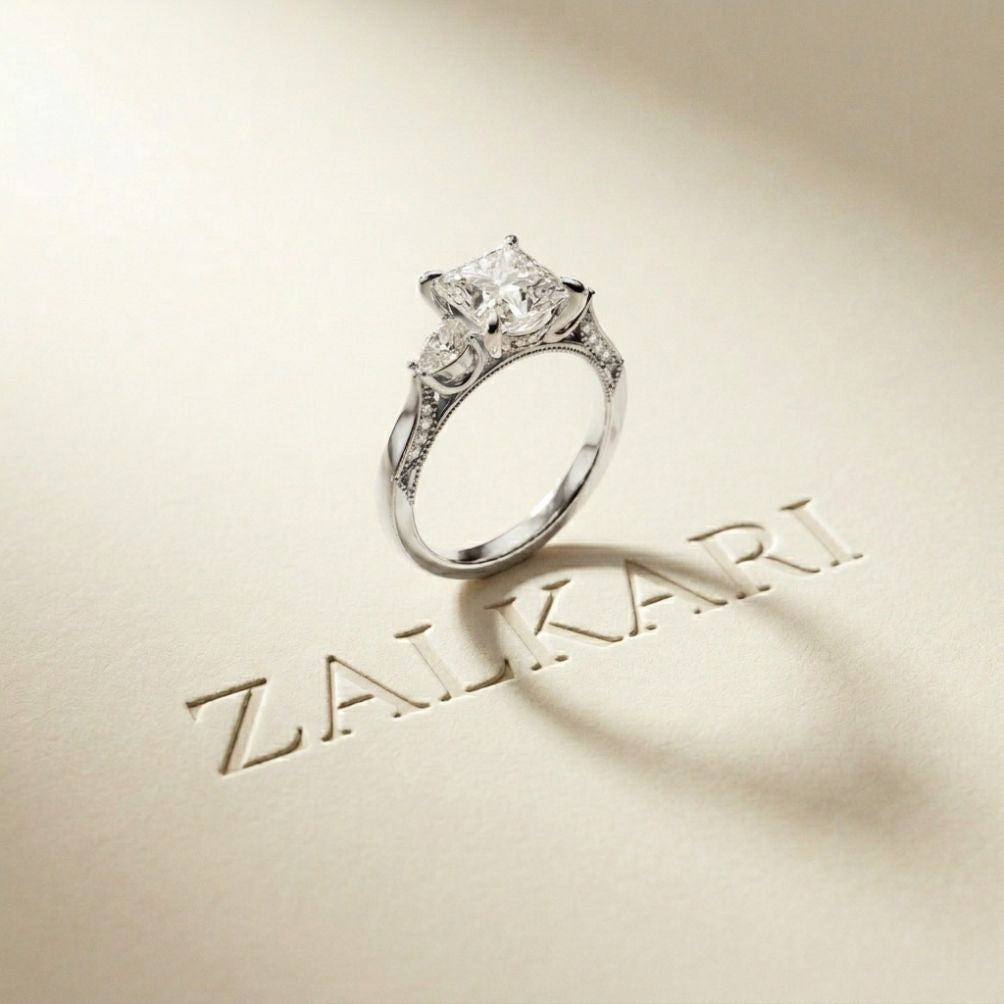 2.15 Ct Princess Cut Moissanite Timeless Vintage Ring White