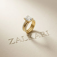 3.50 Ct Emerald Cut Moissanite Bridal Stack Ring Gold