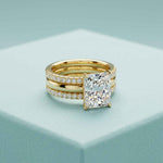3.50 Ct Emerald Cut Moissanite Bridal Stack Ring Gold