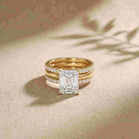 3.50 Ct Emerald Cut Moissanite Bridal Stack Ring Gold