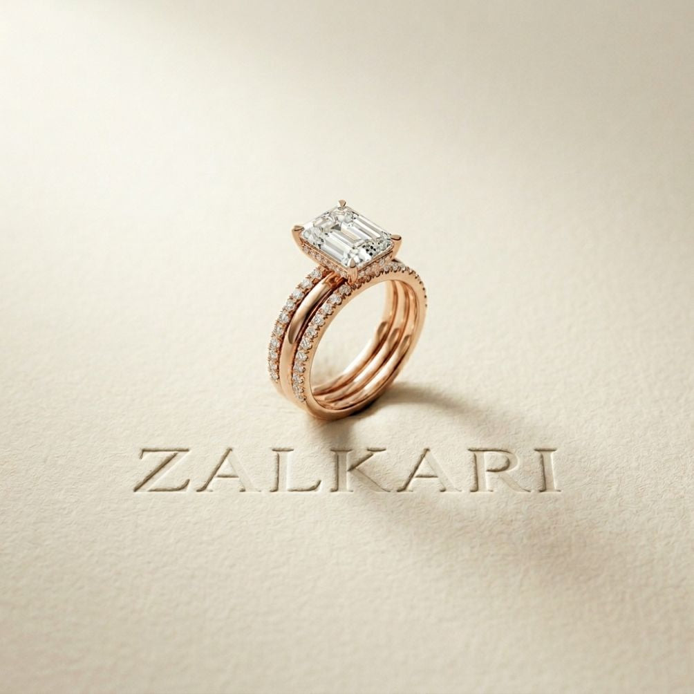 3.50 Ct Radiant Cut Moissanite Luxe Stack Ring Rose Gold