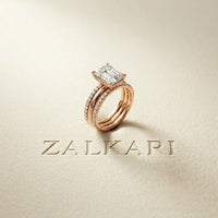 3.50 Ct Radiant Cut Moissanite Luxe Stack Ring Rose Gold