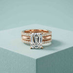 3.50 Ct Radiant Cut Moissanite Luxe Stack Ring Rose Gold