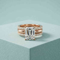 3.50 Ct Radiant Cut Moissanite Luxe Stack Ring Rose Gold