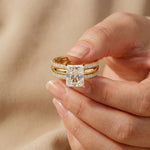 3.50 Ct Radiant Cut Moissanite Luxe Stack Ring Gold