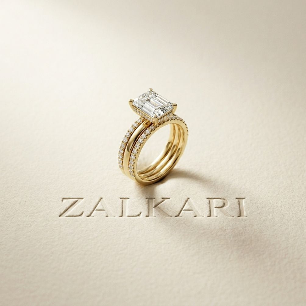 3.50 Ct Radiant Cut Moissanite Luxe Stack Ring Gold