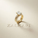 3.50 Ct Radiant Cut Moissanite Luxe Stack Ring Gold