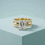 3.50 Ct Radiant Cut Moissanite Luxe Stack Ring Gold