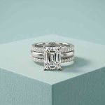 3.50 Ct Radiant Cut Moissanite Luxe Stack Ring White