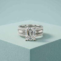 3.50 Ct Radiant Cut Moissanite Luxe Stack Ring White