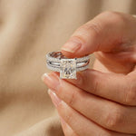 3.50 Ct Radiant Cut Moissanite Luxe Stack Ring White