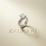 3.50 Ct Radiant Cut Moissanite Luxe Stack Ring White