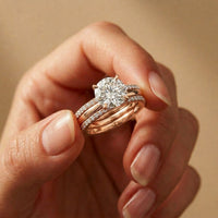 3.50 Ct Round Cut Moissanite Signature Stack Ring Rose Gold