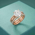 3.50 Ct Round Cut Moissanite Signature Stack Ring Rose Gold