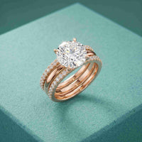 3.50 Ct Round Cut Moissanite Signature Stack Ring Rose Gold